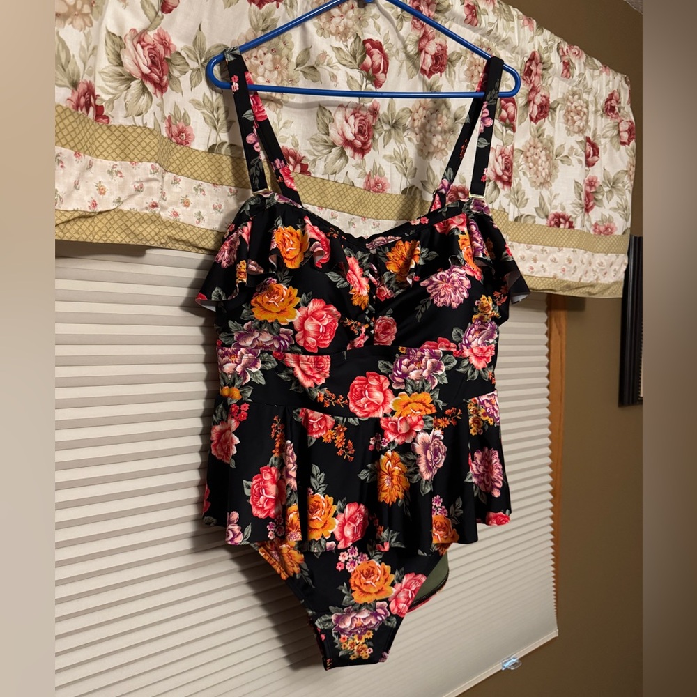 Terra & Sky Black Floral  One Piece